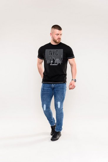 D555 Willoughby NYC Dot Printed T-Shirt Black - Majice Kratkih Rukava - Muške Majice Kratkih Rukava Veliki Brojevi 