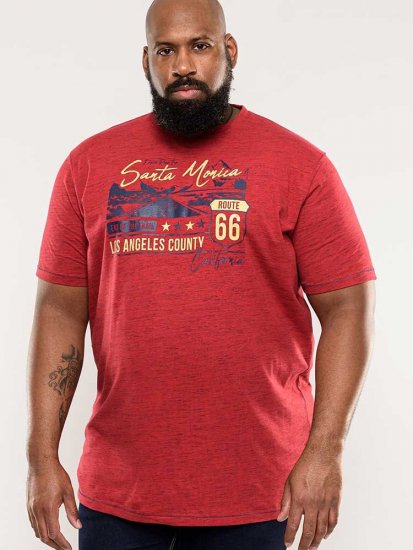 D555 Brisbane Santa Monica Route 66 Printed T-Shirt Red - Majice Kratkih Rukava - Muške Majice Kratkih Rukava Veliki Brojevi 