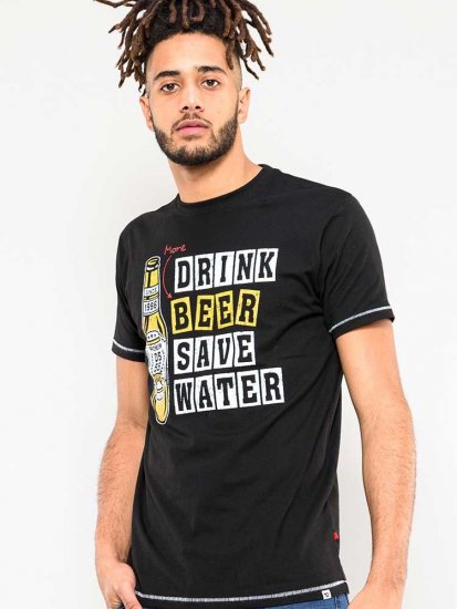 D555 Salford Save Water Drink Beer T-shirt Black - Majice Kratkih Rukava - Muške Majice Kratkih Rukava Veliki Brojevi 