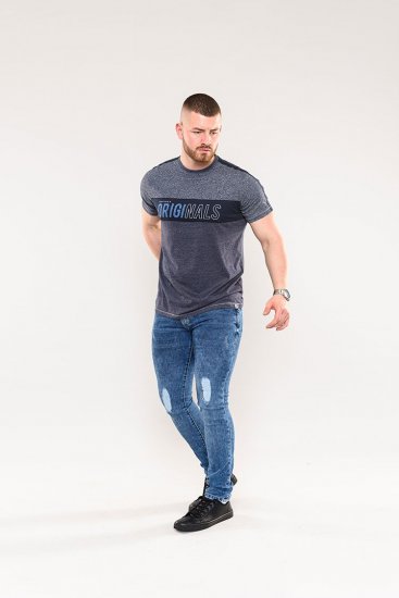 D555 Anson Originals Printed T-shirt Denim Marl - Majice Kratkih Rukava - Muške Majice Kratkih Rukava Veliki Brojevi 