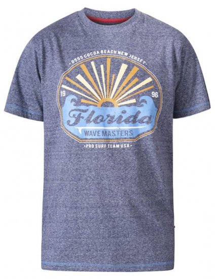 D555 Hallam Florida Wave Masters Crew Neck T-Shirt Navy Twist - Majice Kratkih Rukava - Muške Majice Kratkih Rukava Veliki Brojevi 