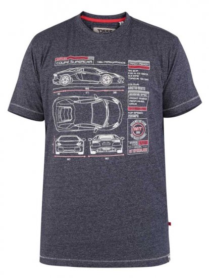 D555 Oakhill Super Car Blueprint T-shirt - Majice Kratkih Rukava - Muške Majice Kratkih Rukava Veliki Brojevi 