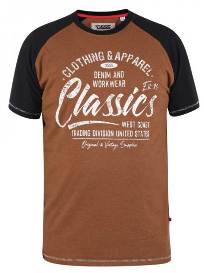 D555 Charmouth Raglan Sleeve Printed T-Shirt - Majice Kratkih Rukava - Muške Majice Kratkih Rukava Veliki Brojevi 
