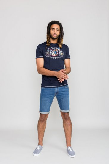 D555 DENTON Motorbike Printed T-Shirt - Majice Kratkih Rukava - Muške Majice Kratkih Rukava Veliki Brojevi 