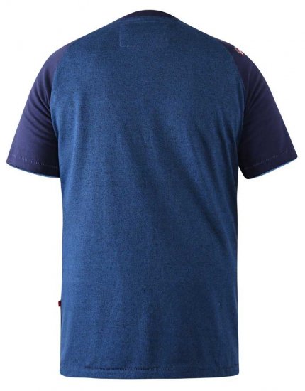D555 Porter Raglan Sleeve Printed T-Shirt Blue - Majice Kratkih Rukava - Muške Majice Kratkih Rukava Veliki Brojevi 