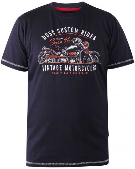 D555 CHESHUNT Vintage Motorcycle T-Shirt - Majice Kratkih Rukava - Muške Majice Kratkih Rukava Veliki Brojevi 