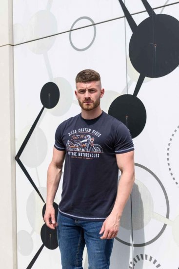 D555 CHESHUNT Vintage Motorcycle T-Shirt - Majice Kratkih Rukava - Muške Majice Kratkih Rukava Veliki Brojevi 