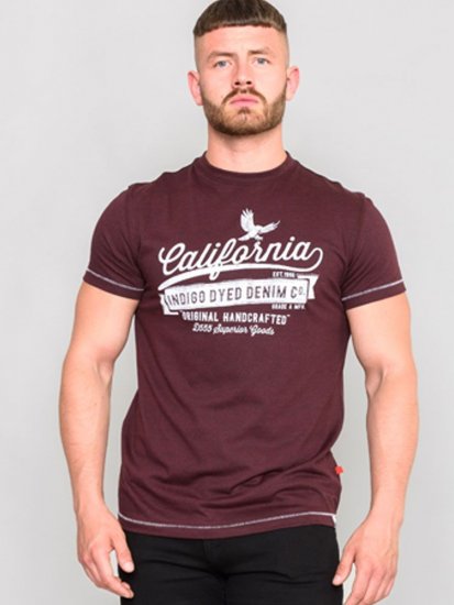 D555 Wharf California Eagle Printed T-Shirt Burgundy - Majice Kratkih Rukava - Muške Majice Kratkih Rukava Veliki Brojevi 