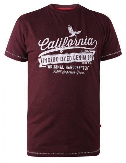 D555 Wharf California Eagle Printed T-Shirt Burgundy - Majice Kratkih Rukava - Muške Majice Kratkih Rukava Veliki Brojevi 