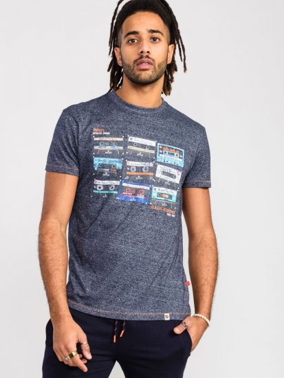 D555 Apsey Multi Cassette Tape Printed T-Shirt - Majice Kratkih Rukava - Muške Majice Kratkih Rukava Veliki Brojevi 