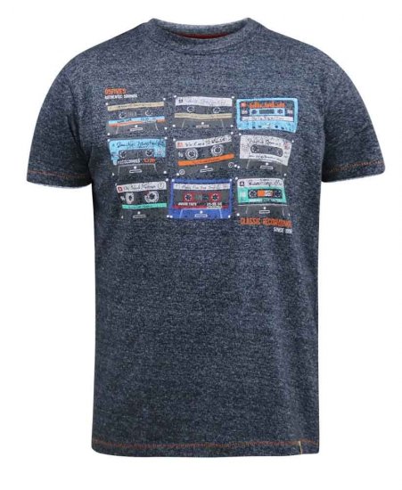 D555 Apsey Multi Cassette Tape Printed T-Shirt - Majice Kratkih Rukava - Muške Majice Kratkih Rukava Veliki Brojevi 