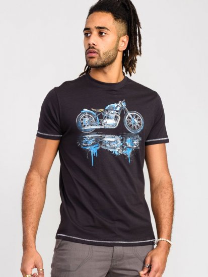 D555 Fritton Bike With Shadow And Drips Printed T-Shirt - Majice Kratkih Rukava - Muške Majice Kratkih Rukava Veliki Brojevi 