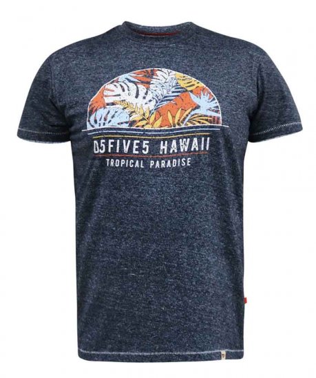 D555 Upton Hawaii Leaf Printed T-Shirt - Majice Kratkih Rukava - Muške Majice Kratkih Rukava Veliki Brojevi 