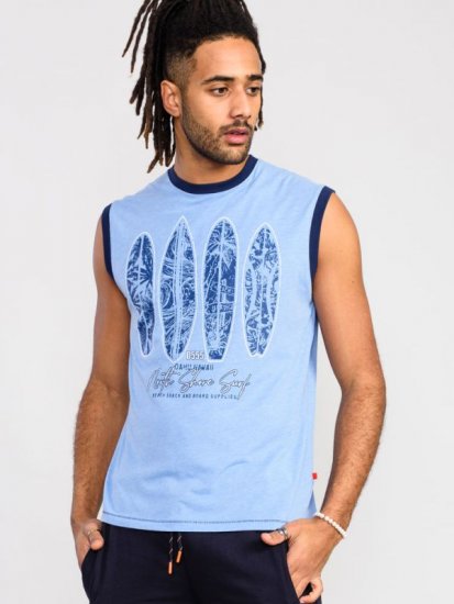 D555 Bretton Surf Board Printed Sleeveless T-Shirt - Majice Kratkih Rukava - Muške Majice Kratkih Rukava Veliki Brojevi 