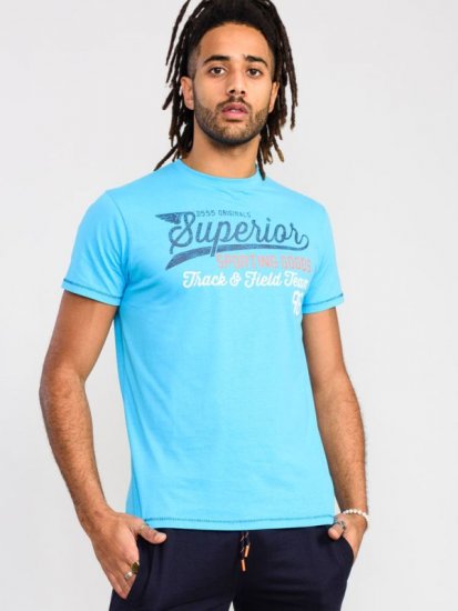 D555 Rushden Superior Printed T-Shirt Turquoise - Majice Kratkih Rukava - Muške Majice Kratkih Rukava Veliki Brojevi 