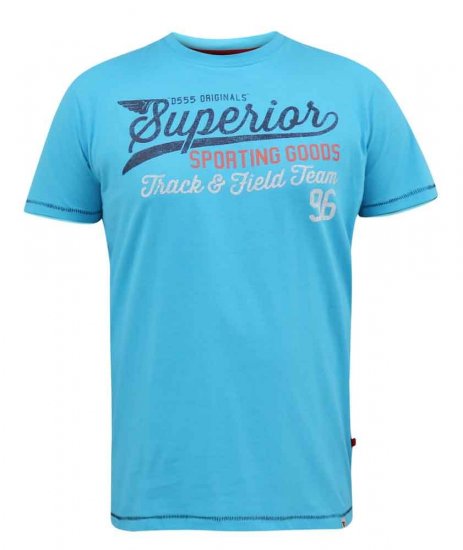 D555 Rushden Superior Printed T-Shirt Turquoise - Majice Kratkih Rukava - Muške Majice Kratkih Rukava Veliki Brojevi 