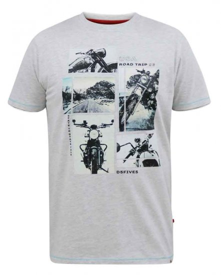D555 Trafford Bike Photo Printed T-Shirt White - Majice Kratkih Rukava - Muške Majice Kratkih Rukava Veliki Brojevi 