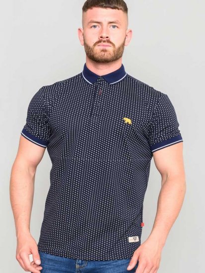 D555 Battersea Polo Shirt With Chest Embroidery Navy - Polo majice - Muške Polo Majice Veliki Brojevi