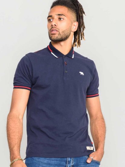 D555 Sloane Polo Shirt With Chest Embroidery Navy - Polo majice - Muške Polo Majice Veliki Brojevi
