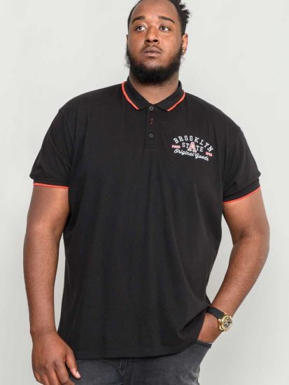 D555 Canning Chest Embroidery Polo Shirt Black - Polo majice - Muške Polo Majice Veliki Brojevi