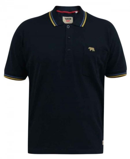 D555 Hamford Pique Polo Shirt Navy - Polo majice - Muške Polo Majice Veliki Brojevi
