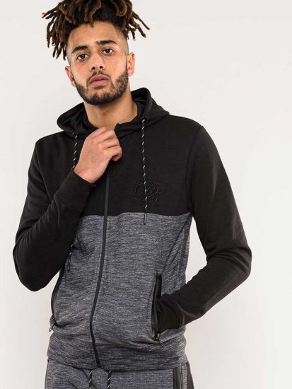D555 Finnley Couture Hoody With Chest Embroidery Black - Puloveri & dukserice - Muške Puloveri & dukserice veliki brojevi