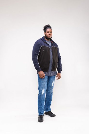 D555 Vincent Full Zip Hoody With Chest And Sleeve Piping Detail - Puloveri & dukserice - Muške Puloveri & dukserice veliki brojevi