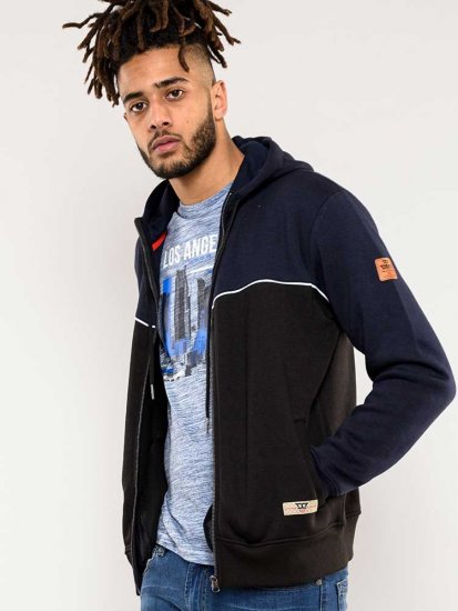 D555 Vincent Full Zip Hoody With Chest And Sleeve Piping Detail - Puloveri & dukserice - Muške Puloveri & dukserice veliki brojevi