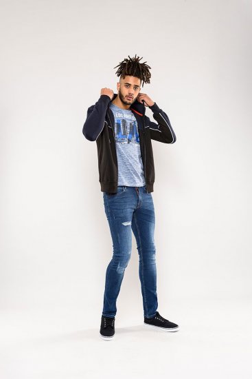 D555 Vincent Full Zip Hoody With Chest And Sleeve Piping Detail - Puloveri & dukserice - Muške Puloveri & dukserice veliki brojevi
