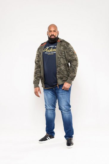 D555 Antonio Camo Printed Zip Through Hoody - Puloveri & dukserice - Muške Puloveri & dukserice veliki brojevi