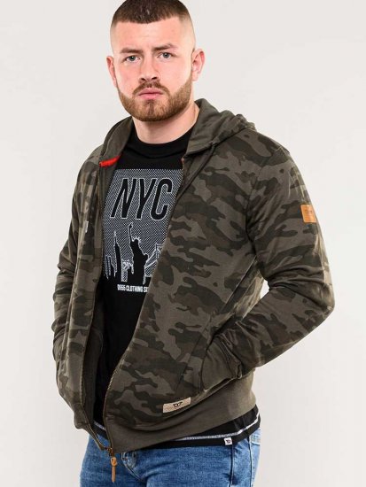 D555 Antonio Camo Printed Zip Through Hoody - Puloveri & dukserice - Muške Puloveri & dukserice veliki brojevi