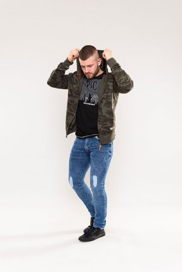 D555 Antonio Camo Printed Zip Through Hoody - Puloveri & dukserice - Muške Puloveri & dukserice veliki brojevi
