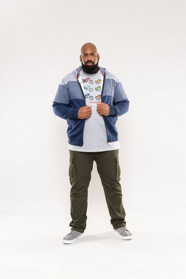 D555 Columbus Cut And Sew Panelled Zip Through Hoody Blue - Puloveri & dukserice - Muške Puloveri & dukserice veliki brojevi
