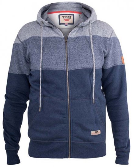 D555 Columbus Cut And Sew Panelled Zip Through Hoody Blue - Puloveri & dukserice - Muške Puloveri & dukserice veliki brojevi