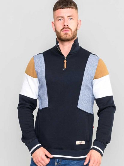 D555 Kenington Cut And Sew Half Zipper Sweatshirt - Puloveri & dukserice - Muške Puloveri & dukserice veliki brojevi