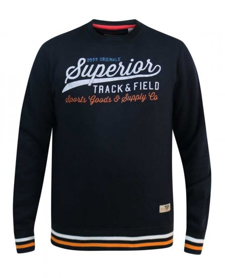 D555 Marlow Printed Crew Neck Sweatshirt Navy - Puloveri & dukserice - Muške Puloveri & dukserice veliki brojevi
