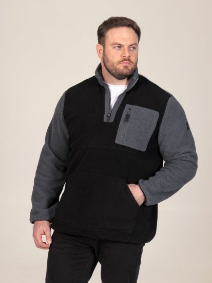 D555 Daly Quarter Zip Fleece Sweatshirt Crna/Siva - Puloveri & dukserice - Muške Puloveri & dukserice veliki brojevi