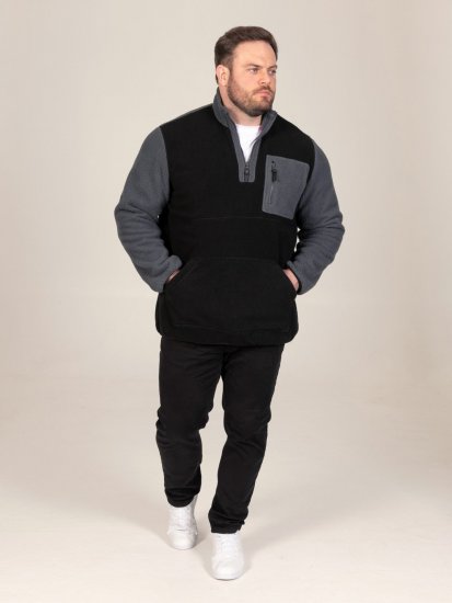 D555 Daly Quarter Zip Fleece Sweatshirt Crna/Siva - Puloveri & dukserice - Muške Puloveri & dukserice veliki brojevi