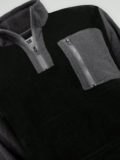 D555 Daly Quarter Zip Fleece Sweatshirt Crna/Siva - Puloveri & dukserice - Muške Puloveri & dukserice veliki brojevi