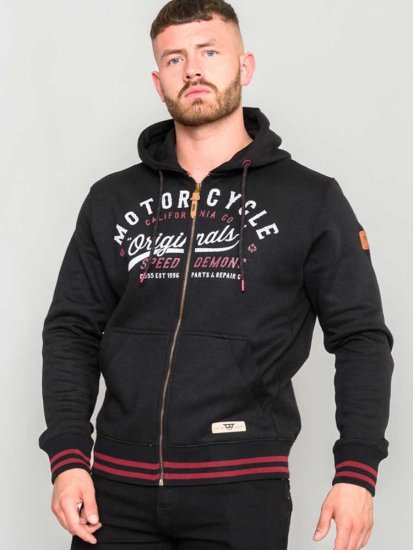 D555 Patrick Full Zip Hoody With 'Motorcycle' Chest Print - Puloveri & dukserice - Muške Puloveri & dukserice veliki brojevi