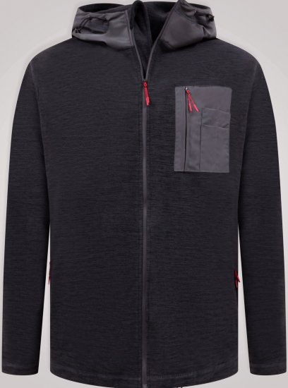 D555 Damien Micro Fleece Zip Through Hoody Crna/Siva - Puloveri & dukserice - Muške Puloveri & dukserice veliki brojevi