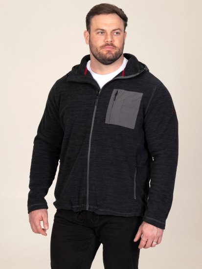 D555 Damien Micro Fleece Zip Through Hoody Crna/Siva - Puloveri & dukserice - Muške Puloveri & dukserice veliki brojevi
