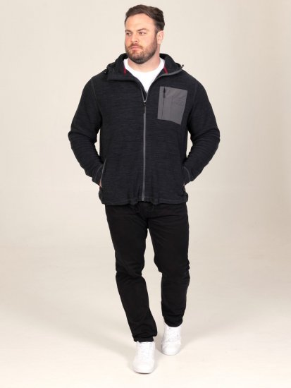 D555 Damien Micro Fleece Zip Through Hoody Crna/Siva - Puloveri & dukserice - Muške Puloveri & dukserice veliki brojevi