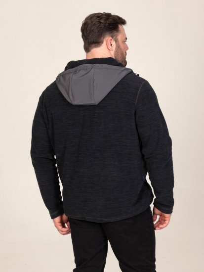 D555 Damien Micro Fleece Zip Through Hoody Crna/Siva - Puloveri & dukserice - Muške Puloveri & dukserice veliki brojevi