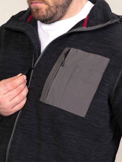D555 Damien Micro Fleece Zip Through Hoody Crna/Siva - Puloveri & dukserice - Muške Puloveri & dukserice veliki brojevi