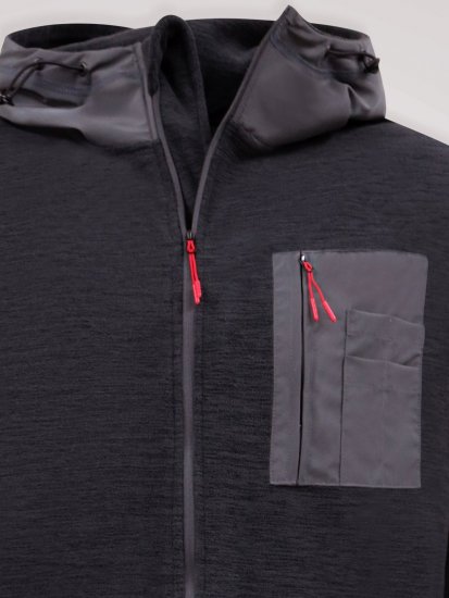 D555 Damien Micro Fleece Zip Through Hoody Crna/Siva - Puloveri & dukserice - Muške Puloveri & dukserice veliki brojevi