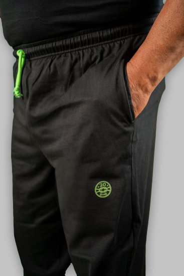 20 Nodi Long Leg Sports Pants in Combed Cotton Jersey Black - Sportske hlače & kratke - Muške Trenirke Veliki Brojevi