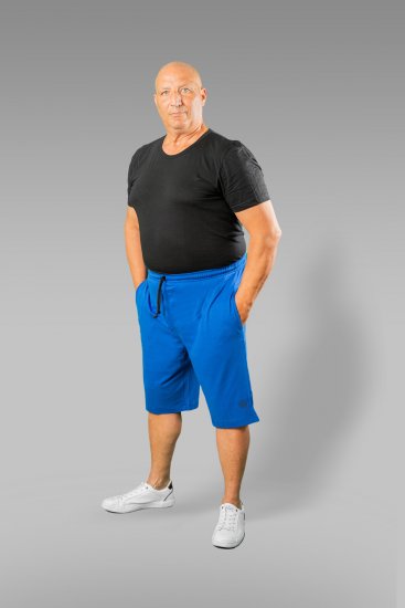 20 Nodi Short Leg Sports Pants in Combed Cotton Jersey Blue - Sportske hlače & kratke - Muške Trenirke Veliki Brojevi