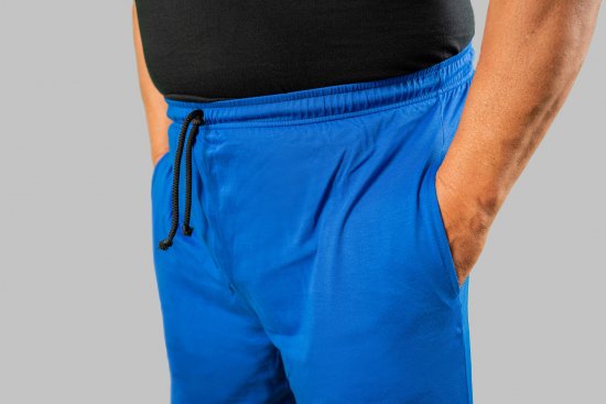 20 Nodi Short Leg Sports Pants in Combed Cotton Jersey Blue - Sportske hlače & kratke - Muške Trenirke Veliki Brojevi