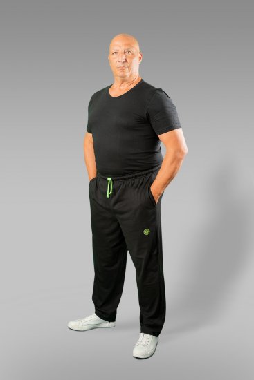20 Nodi Long Leg Sports Pants in Combed Cotton Jersey Black - Sportske hlače & kratke - Muške Trenirke Veliki Brojevi